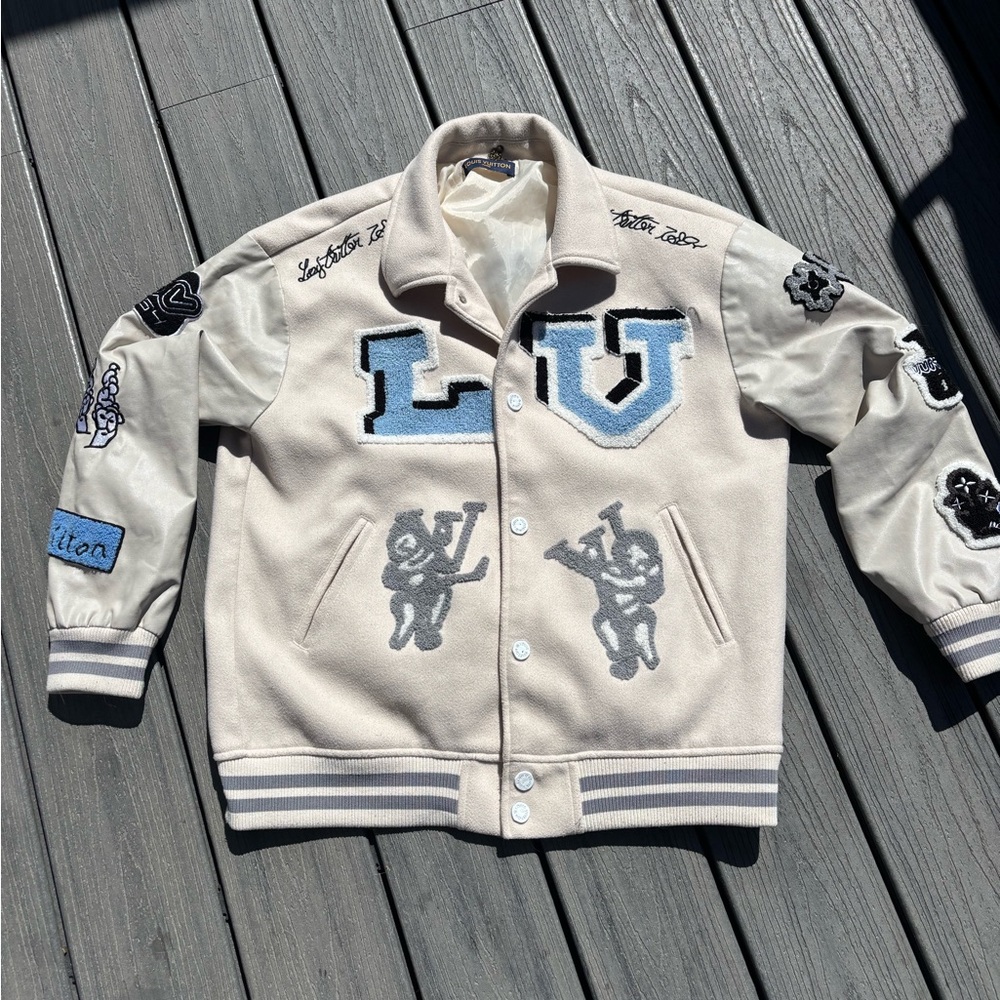 Louis Vuitton Cream & Light Blue Kids Varsity Jacket